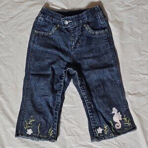 baby GAP Girls 18-24 Months Seahorse Themed Jeans with Snaps Used